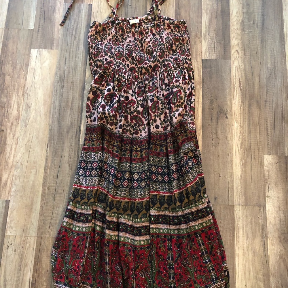 Maxi Dress in Blue with Ruffle Hem
